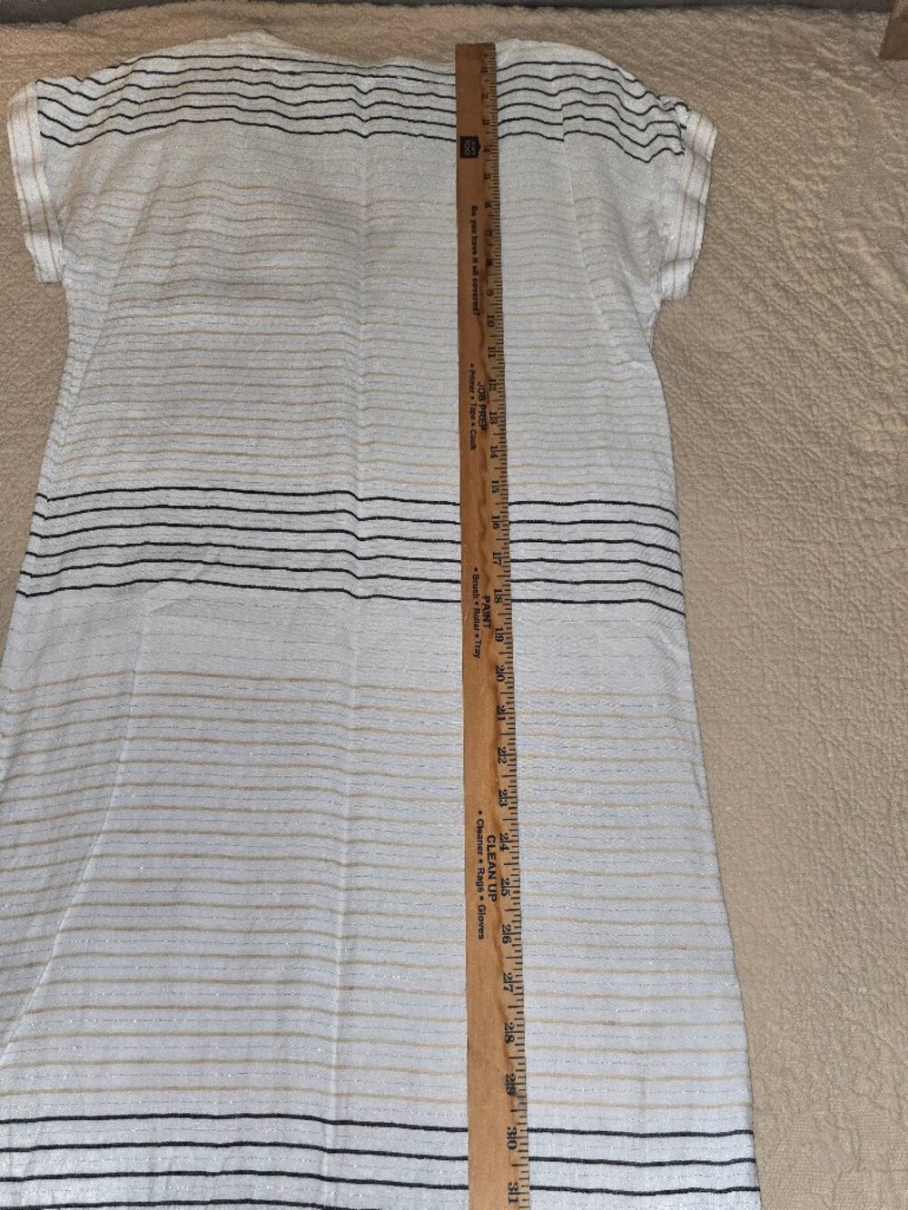 VINEYARD VINES Linen V-neck Black/Tan/Metallic Stripes Size 4 - Picture 4 of 9